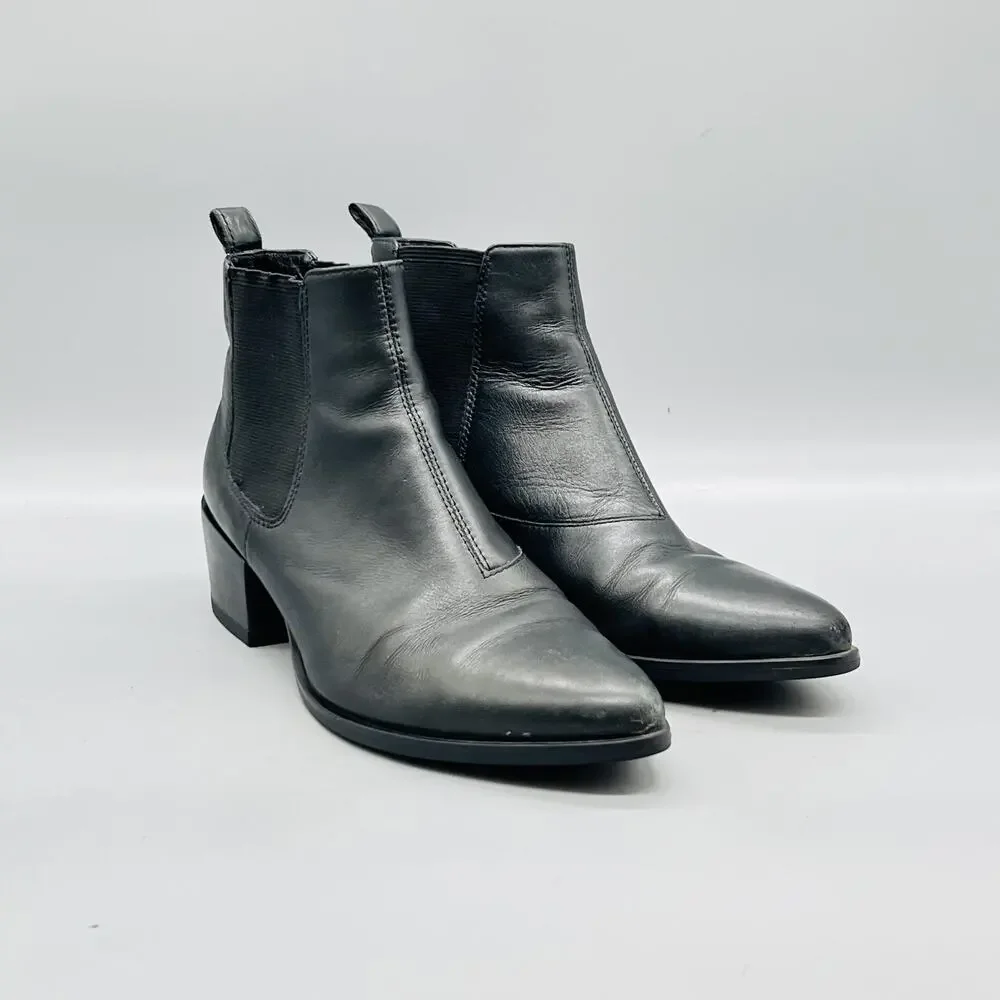 Vagabond Boots Womens 8 Black Leather Chelsea Ankle Block Heel Booties Shoes
